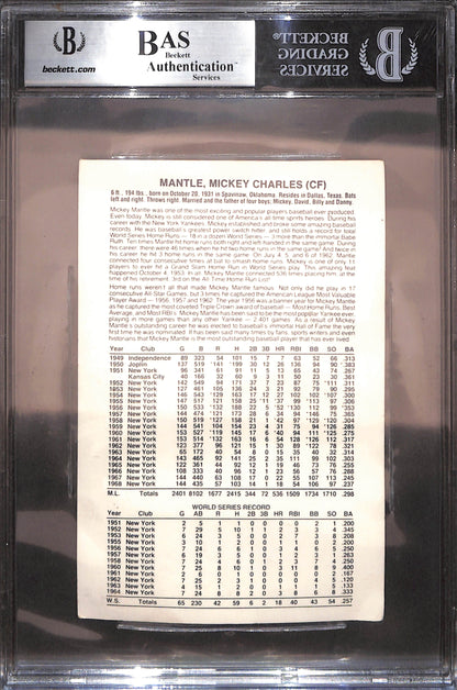 Promo Card - Mickey Mantle - Personalized Autograph - Beckett Authentication - New York Yankees - Baseball