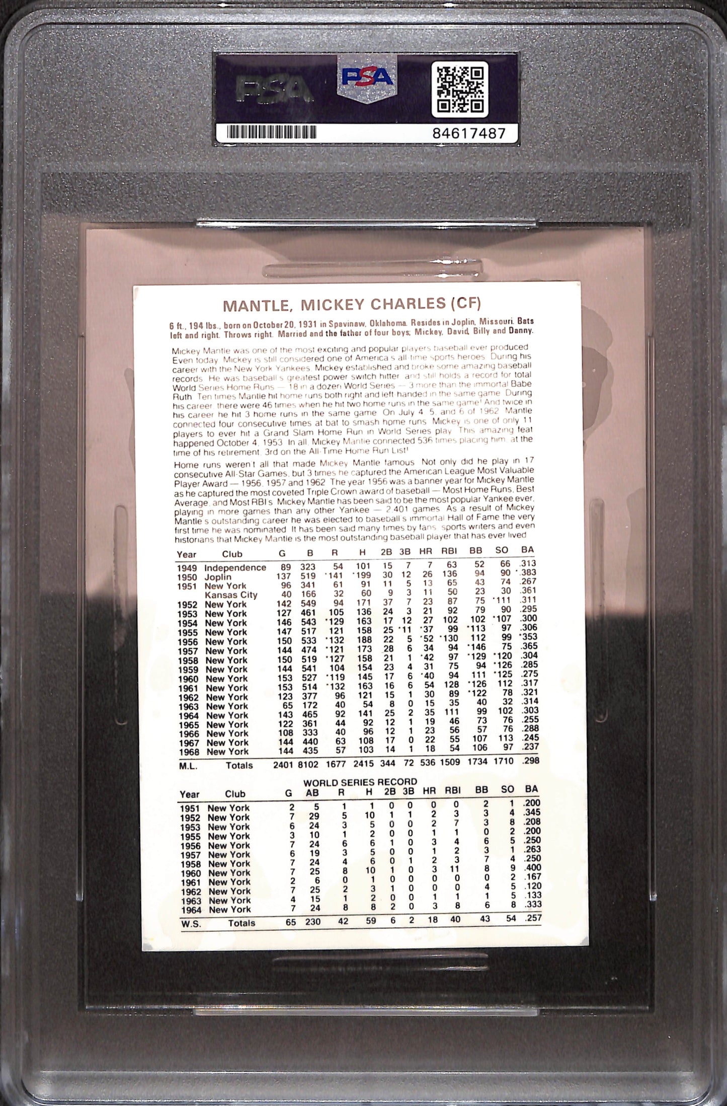 Mickey Mantle Shangri-La Celebrity Golf Classic Scramble Card - Autograph - PSA/DNA - New York Yankees - Baseball