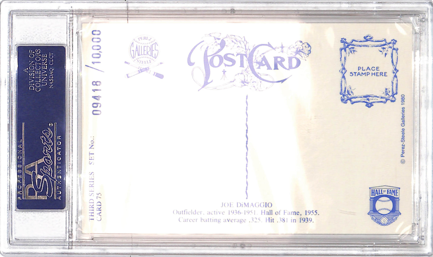 1980 Perez-Steele HOF - Joe DiMaggio - PSA/DNA Certified  Authentic Auto - New York Yankees - Baseball - 09418/10000 - #75