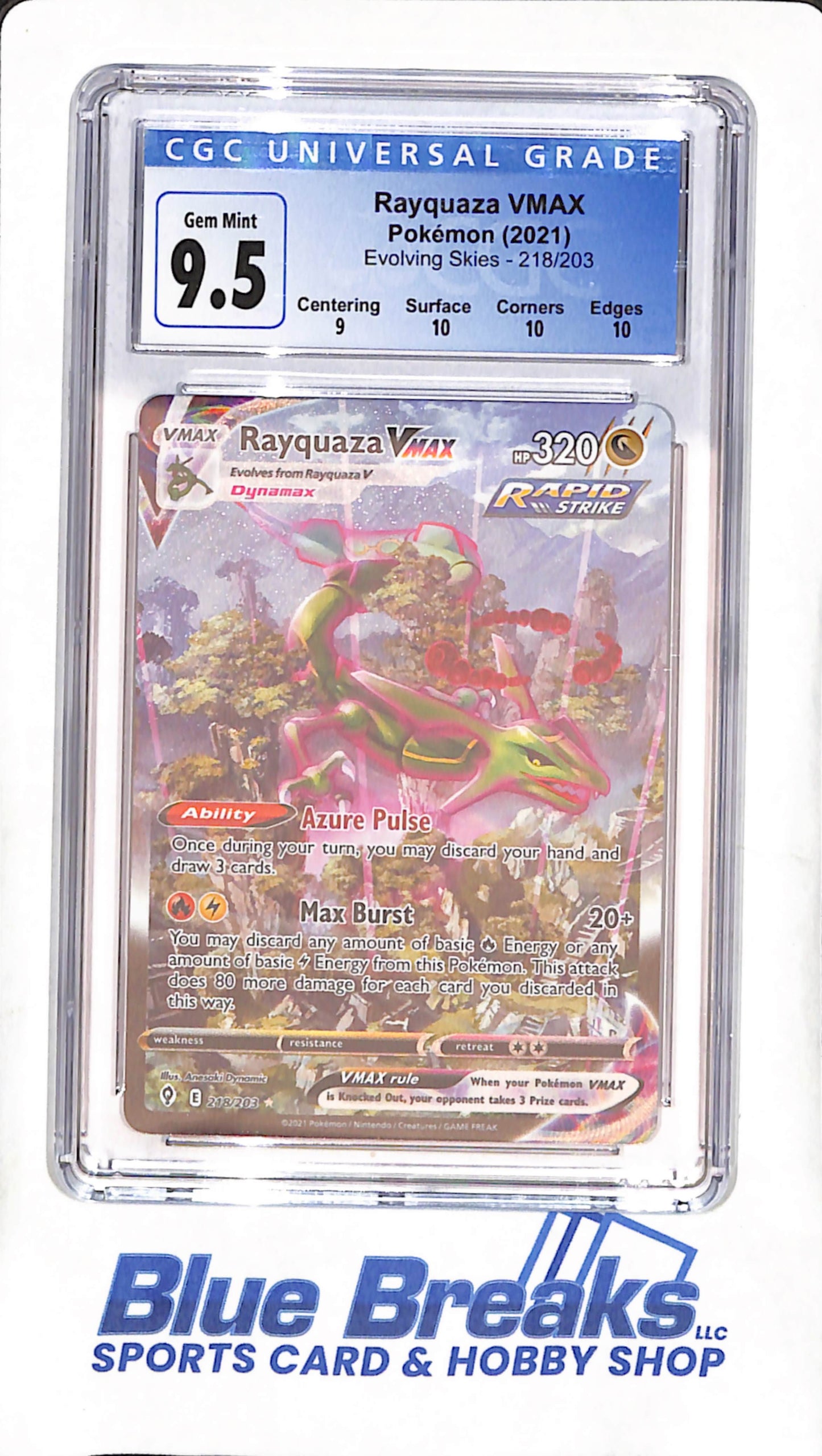 2021 Pokemon - Rayquaza VMAX - Evolving Skies - CGC 9.5 - 218/203