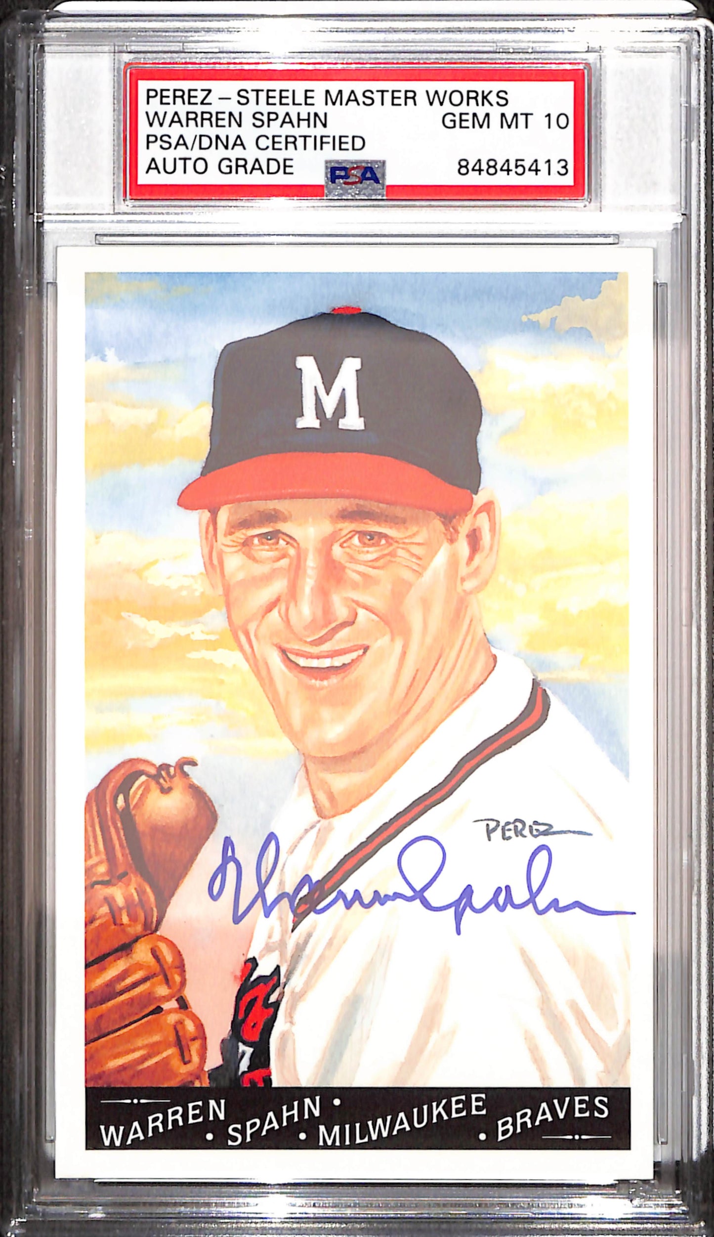 Perez-Steele Master Works - Warren Spahn - PSA/DNA Certified - Auto Grade 10 - 02403/10000 - Milwaukee Braves - Baseball - #22