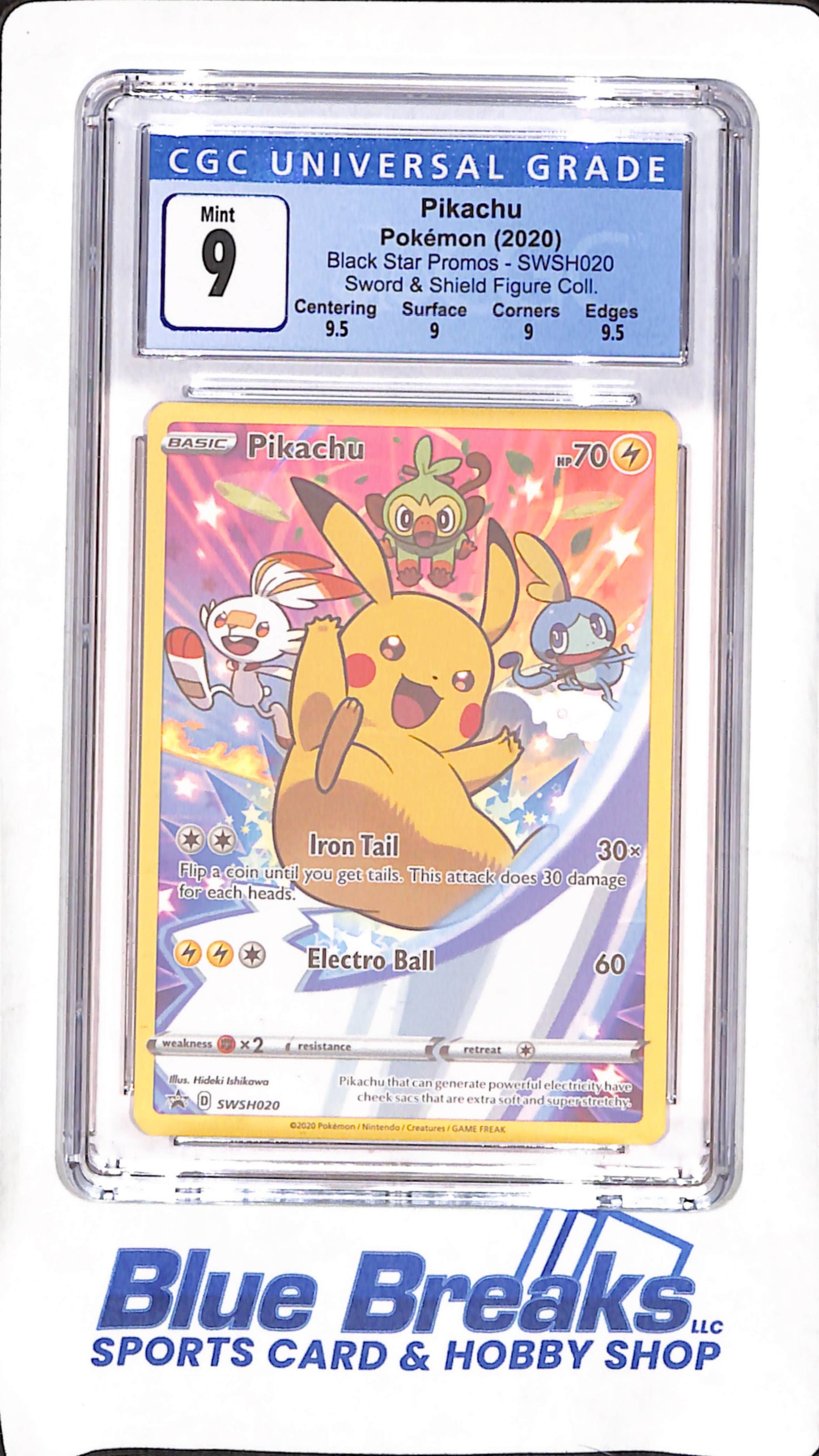 2020 Pokemon - Pikachu - Black Star Promos - Sword & Shield Figure Collection - CGC 9 - #SWSH020