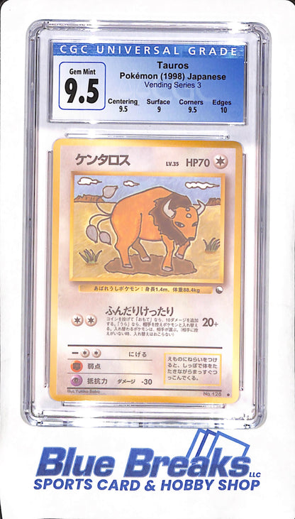 1998 Japanese Pokemon - Tauros - Vending Series 3 - CGC 9.5 - #128