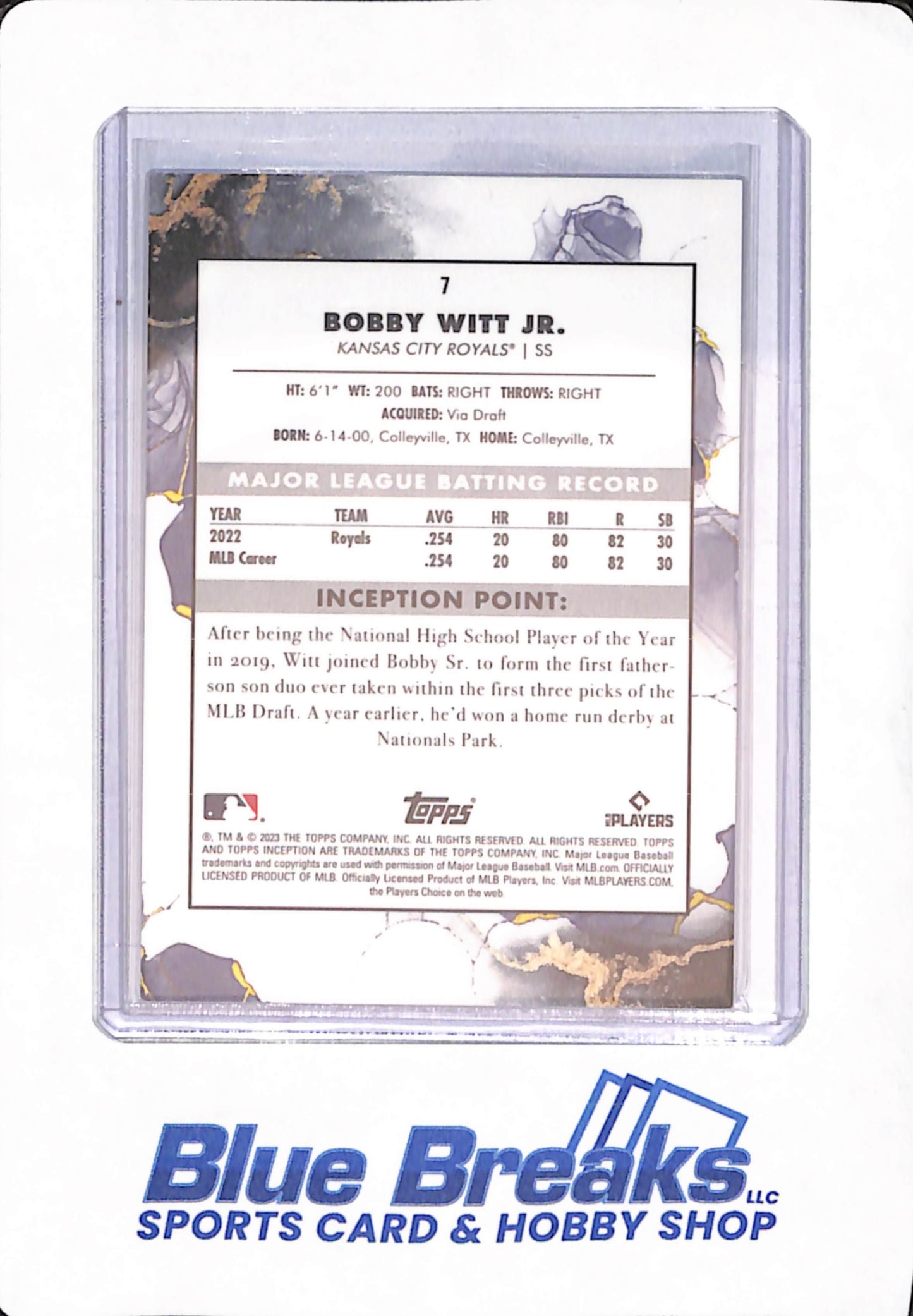 2023 Topps Inception - Bobby Witt Jr. - Baseball - Kansas City Royals - Red - 7/75 - #7