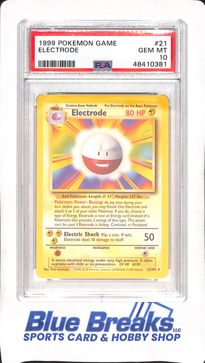 1999 Pokemon Game  - Electrode - PSA 10 - #21/102