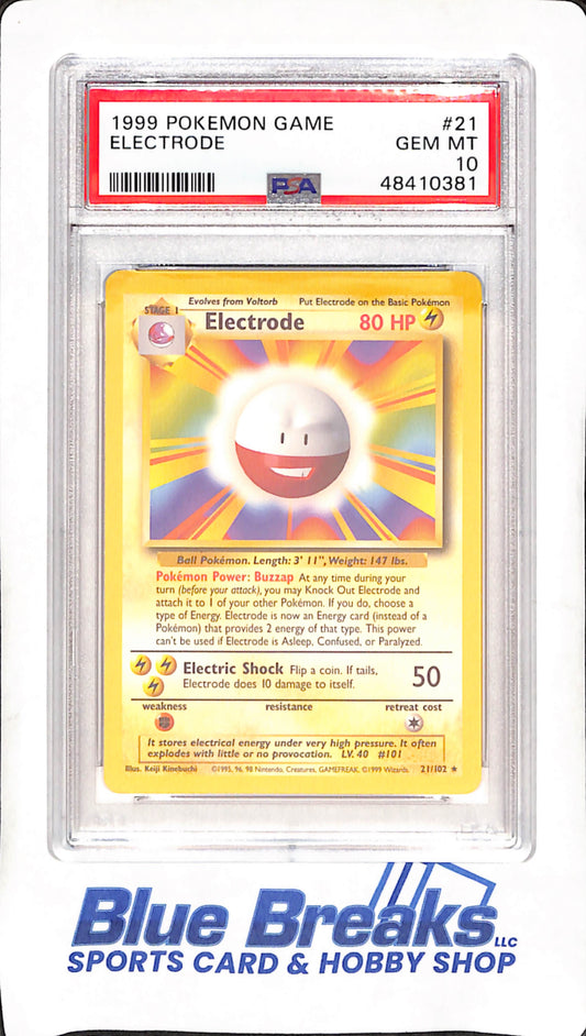 1999 Pokemon Game  - Electrode - PSA 10 - #21/102