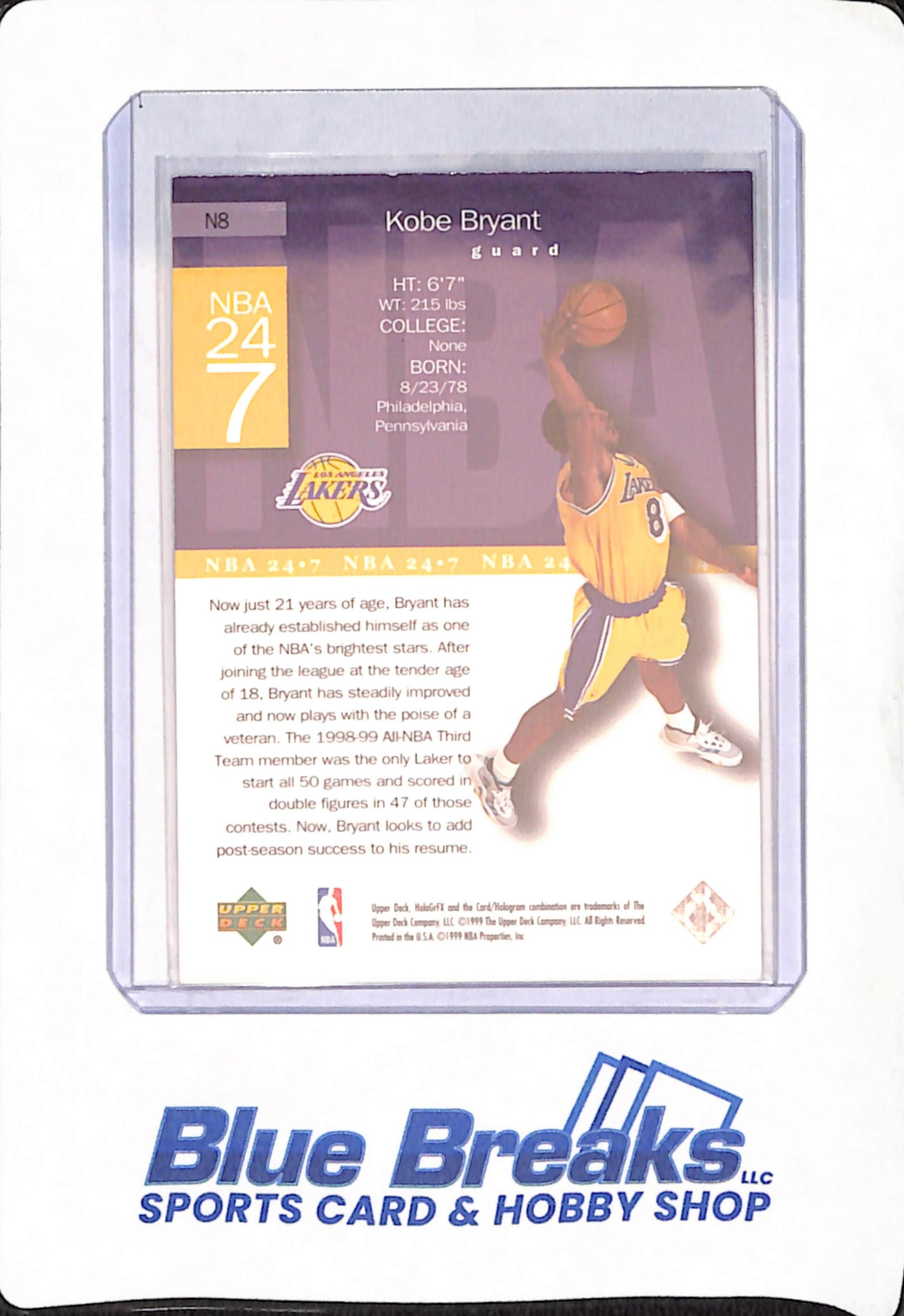 1999 Upper Deck HoloGraphic - Kobe Bryant - Basketball - Los Angeles Lakers - #8