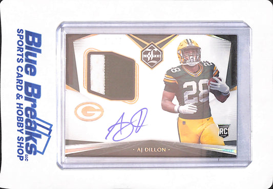 2020 Panini Limited - AJ Dillon - Football - Green Bay Packers - Autograph - Relic - RC - 27/75 - #124