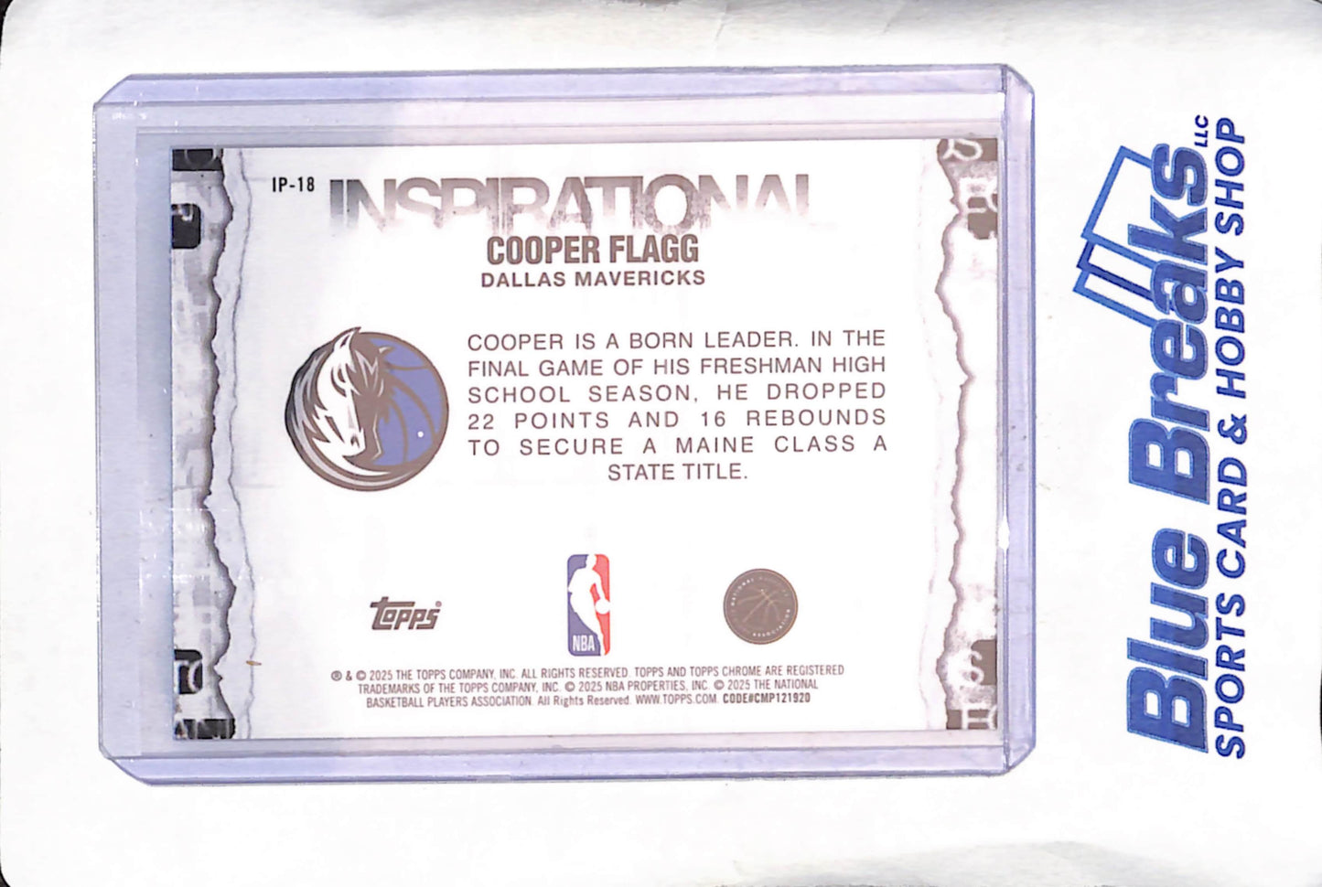 2025 Topps Chrome - Cooper Flagg - Inspirational - RC - Dallas Mavericks - Basketball - #IP-18
