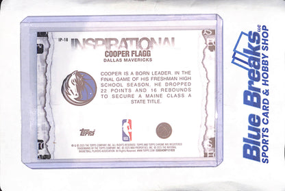 2025 Topps Chrome - Cooper Flagg - Inspirational - RC - Dallas Mavericks - Basketball - #IP-18
