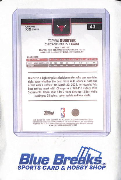 2025 Topps Chrome - Kevin Huerter - Green Raywave - 79/99 - Chicago Bulls - Basketball - #43