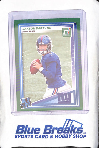 2025 Panini Donruss - Jaxson Dart - Rated Rookie - Green Press Proof - New York Giants - Football - #400