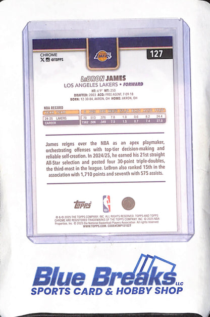 2025 Topps Chrome - LeBron James - Baskeball Border Refractor - Los Angeles Lakers - Basketball - #127