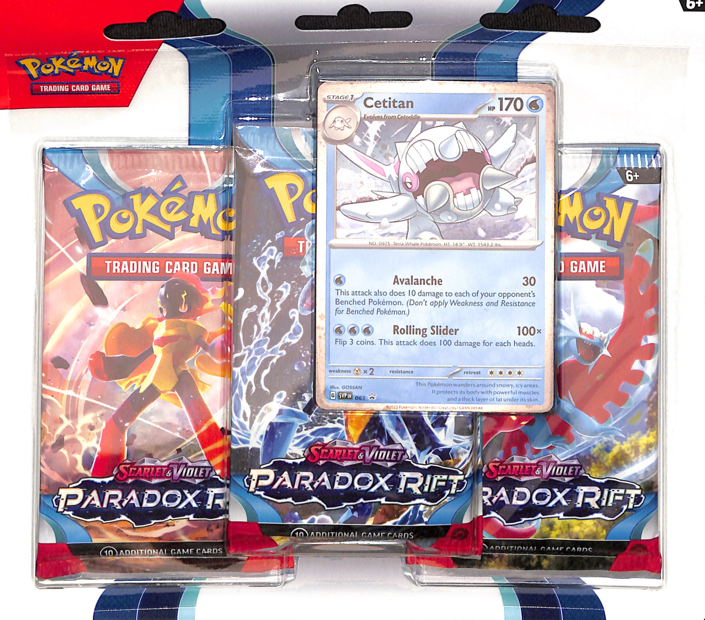 Paradox Rift 3 Pack Blister [Cetitan] - SV04: Paradox Rift - Pokemon - Sealed Wax