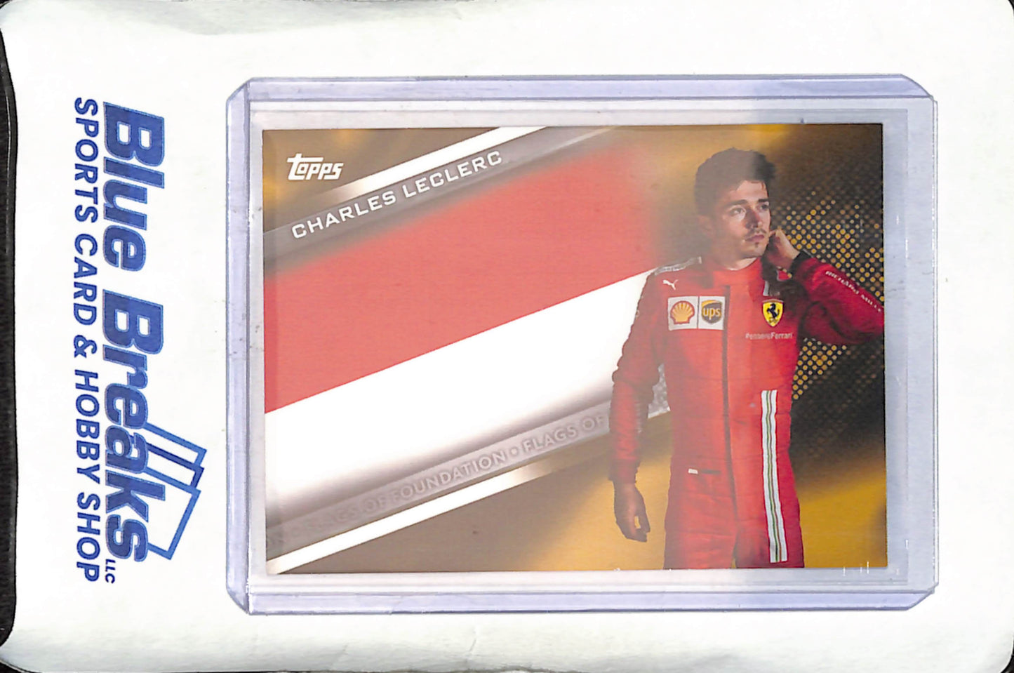 2021 Topps F1 - Charles LeClerc - Gold - 26/50 - Flags of Foundation - Scuderia Ferrari - Formula One  - #FF-CL