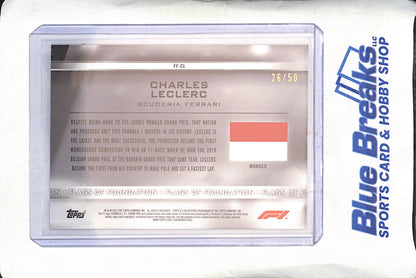2021 Topps F1 - Charles LeClerc - Gold - 26/50 - Flags of Foundation - Scuderia Ferrari - Formula One  - #FF-CL