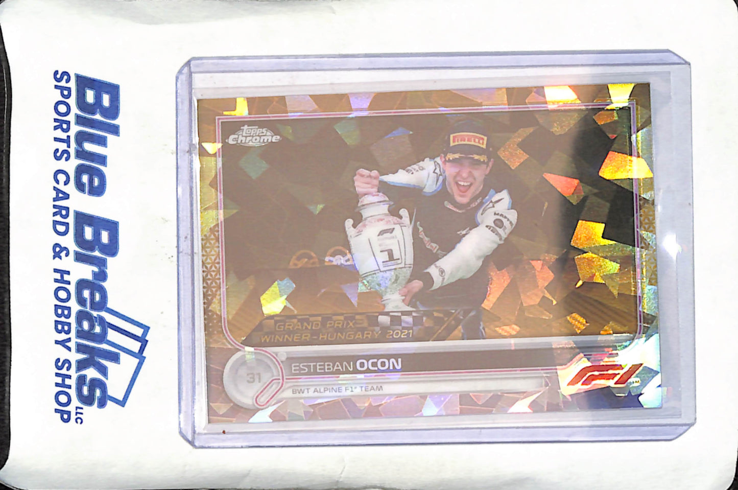 2021 Topps Chrome Sapphire F1 - Esteban Ocon - Grand Prix Winners - 8/50 - Gold - BWT Alpine F1 Team - Formula One - #161