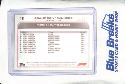2021 Topps Chrome Sapphire F1 - Esteban Ocon - Grand Prix Winners - 8/50 - Gold - BWT Alpine F1 Team - Formula One - #161