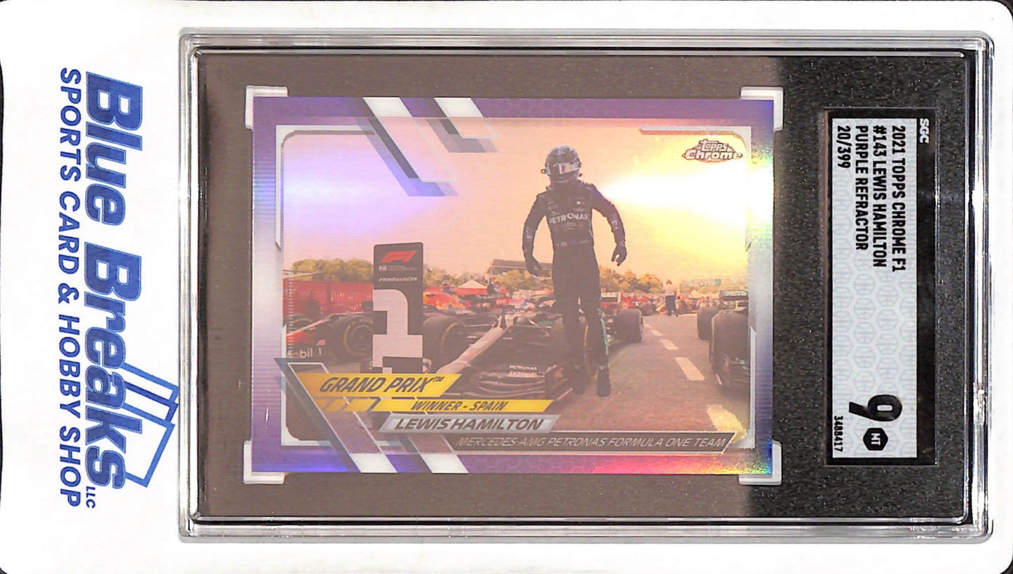 2021 Topps Chrome F1 - Lewis Hamilton - Purple Refractor - 20/399 - SGC 9 - AMG Petronas Formula One Team - Formula One - #143