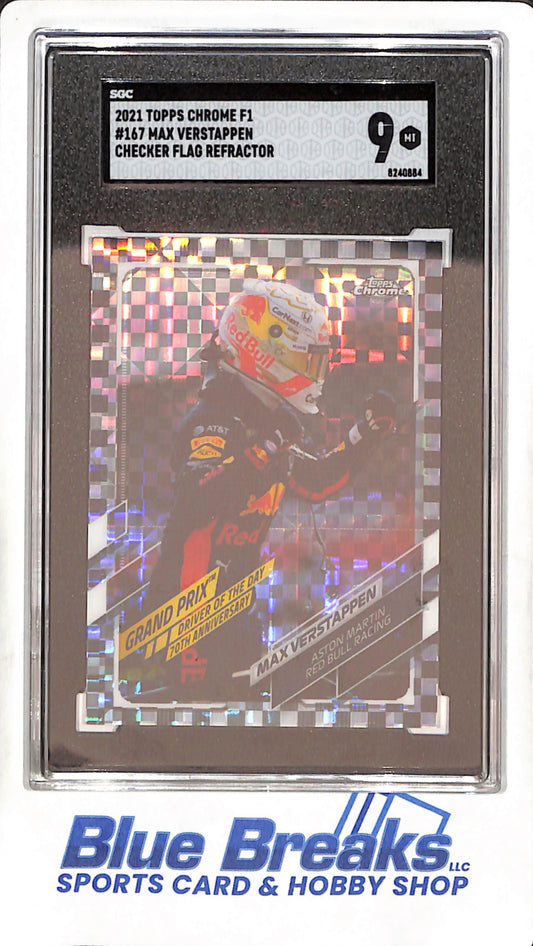 2021 Topps Chrome F1 - Max Verstappen - Checker Flag Refractor - SGC 9 -  Aston Martin Red Bull Racing - Formula One - #167