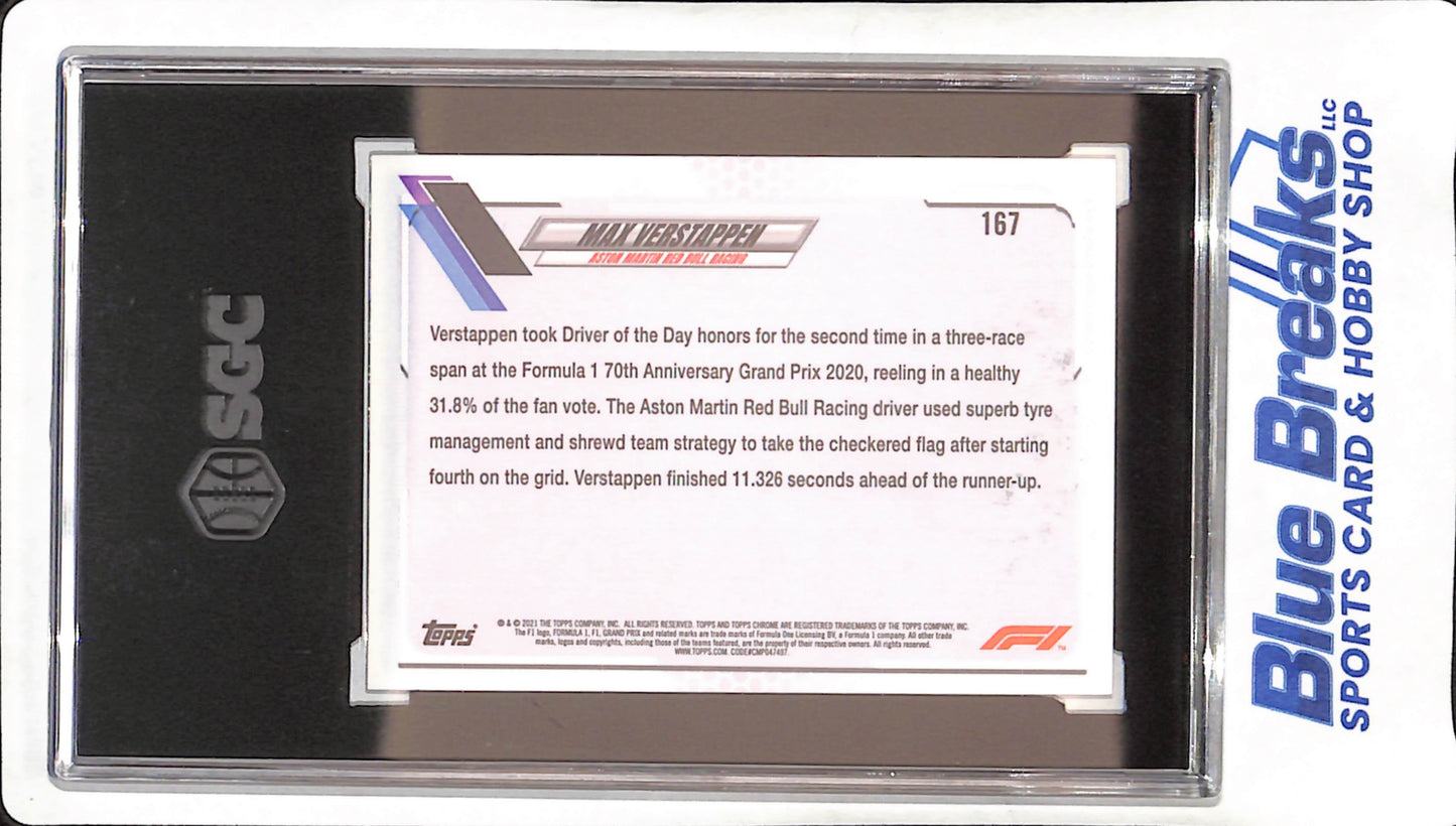 2021 Topps Chrome F1 - Max Verstappen - Checker Flag Refractor - SGC 9 -  Aston Martin Red Bull Racing - Formula One - #167