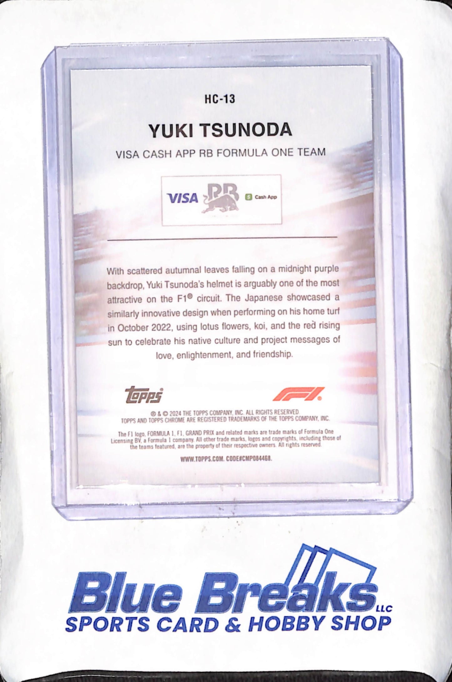 2024 Topps Chrome F1 - Yuki Tsunoda - Helmet Collection - Visa Cash App RB Formula A One Team - Formula One - #HC-13