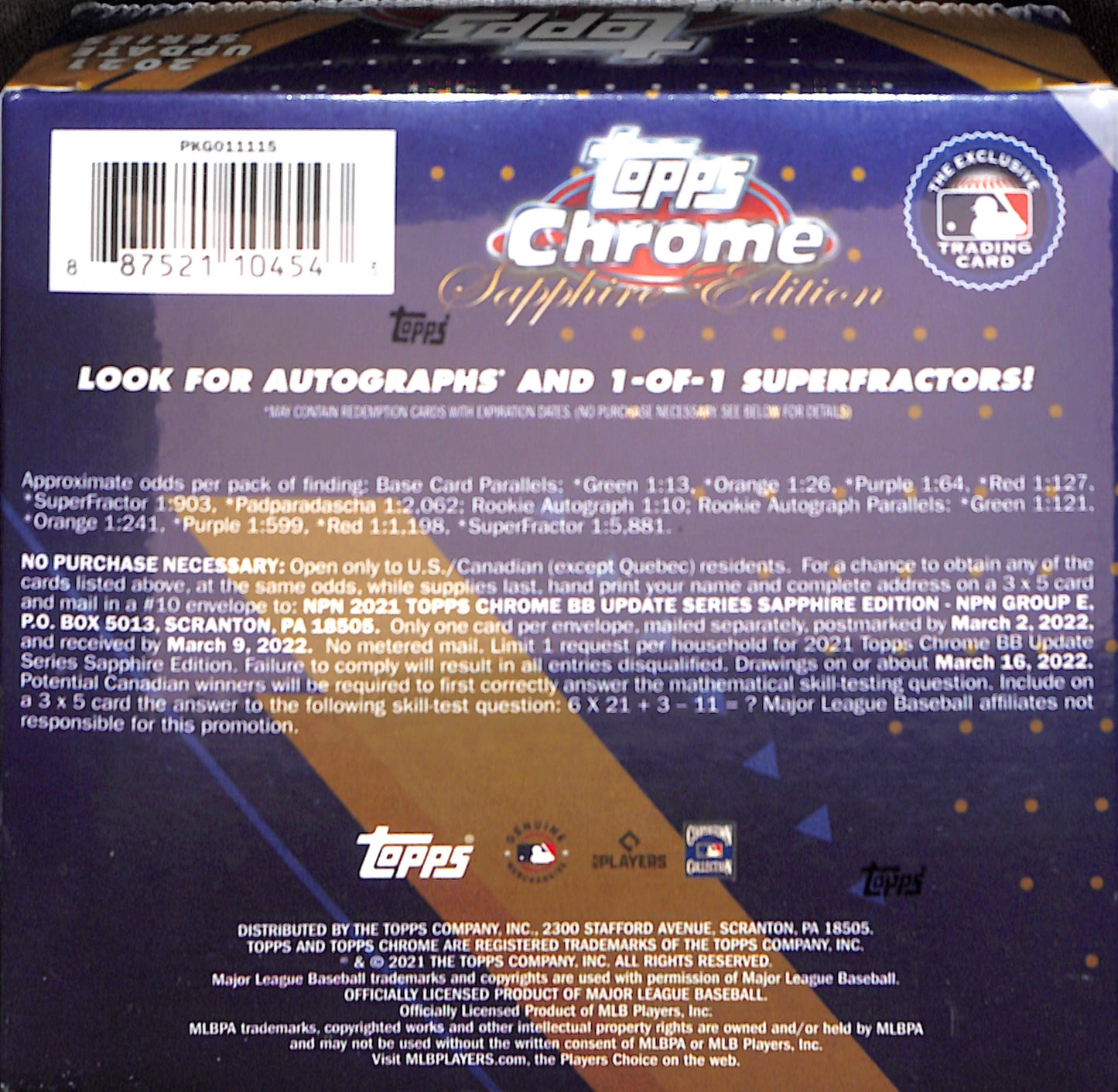 2021 Topps Chrome Update Series Sapphire Edition - Baseball - Sealed Wax