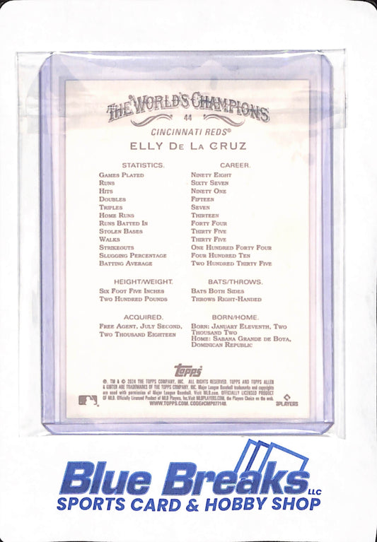 ELLY DE LA CRUZ Rookie #44 Foil Filigree Parallel Reds 2024 Topps Allen & Ginter - Baseball - Cincinnati Reds