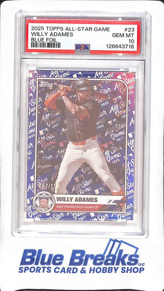 2025 Topps All-Star Game - Willy Adames - Blue Foil - PSA 10 - 87/150 - San Francisco Giants - Baseball - #23