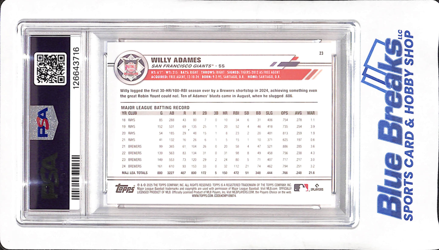 2025 Topps All-Star Game - Willy Adames - Blue Foil - PSA 10 - 87/150 - San Francisco Giants - Baseball - #23