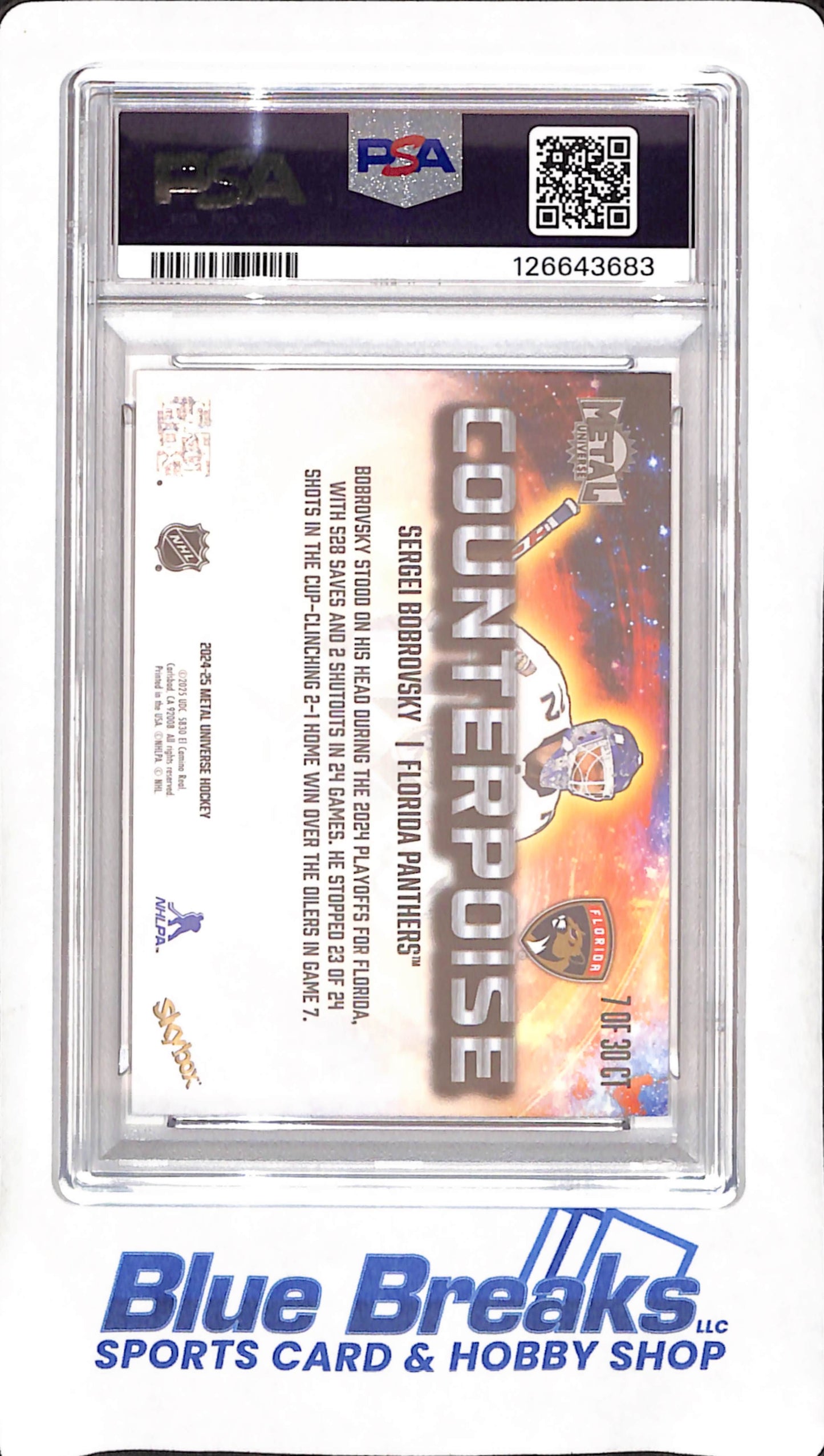 2024 Metal Universe - Sergei Bobrovsky - Counterpoise - PSA 9 - Florida Panthers - Hockey - #7 of 30
