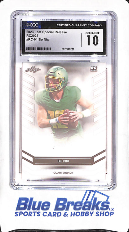 2023 Leaf Special Release - Bo Nix - RC - CGC 10 - Football - #RC-01
