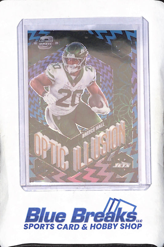 2024 Panini Donruss Optic Contenders - Breece Hall - Optical Illusion - 4/25 - New York Jets - Football - #OI-BHL