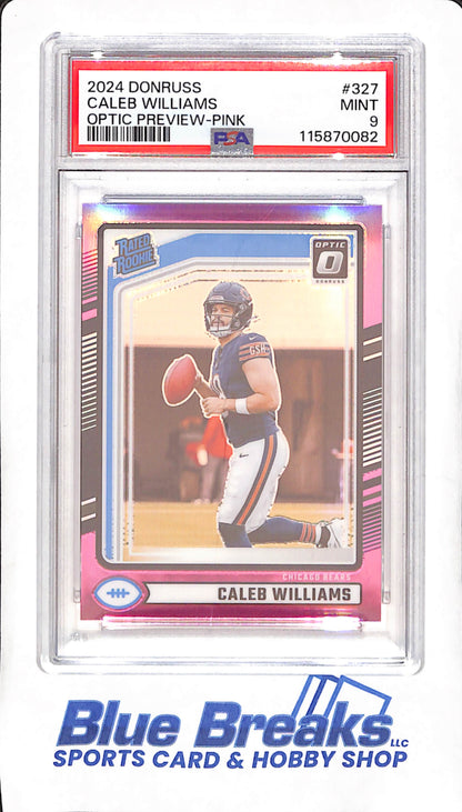 2024 Donruss - Caleb Williams - Optic Pink Preview - Rated Rookie - PSA 9 - Chicago Bears - Football - #327