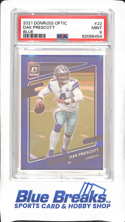 2021 Panini Donruss Optic - Dak Prescott - Blue -157/179 - PSA 9 - Dallas Cowboys - Football - #22