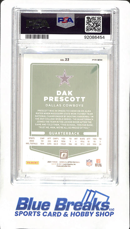 2021 Panini Donruss Optic - Dak Prescott - Blue -157/179 - PSA 9 - Dallas Cowboys - Football - #22