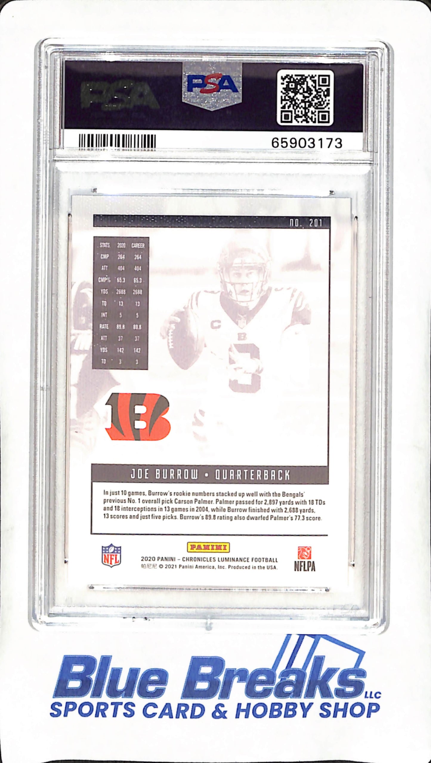 2020 Panini Chronicles - Joe Burrow - Luminance - PSA 10 - Cincinnati Bengals - Football - #201