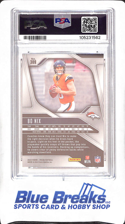 2024 Panini Prizm - Bo Nix - RC - PSA 9 - Denver Broncos - Football - #309