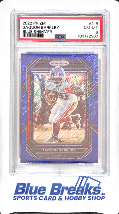 2020 Panini Select - Saquon Barkley - Blue Shimmer - 20/25 - PSA 8 - New York Giants - Football - #218