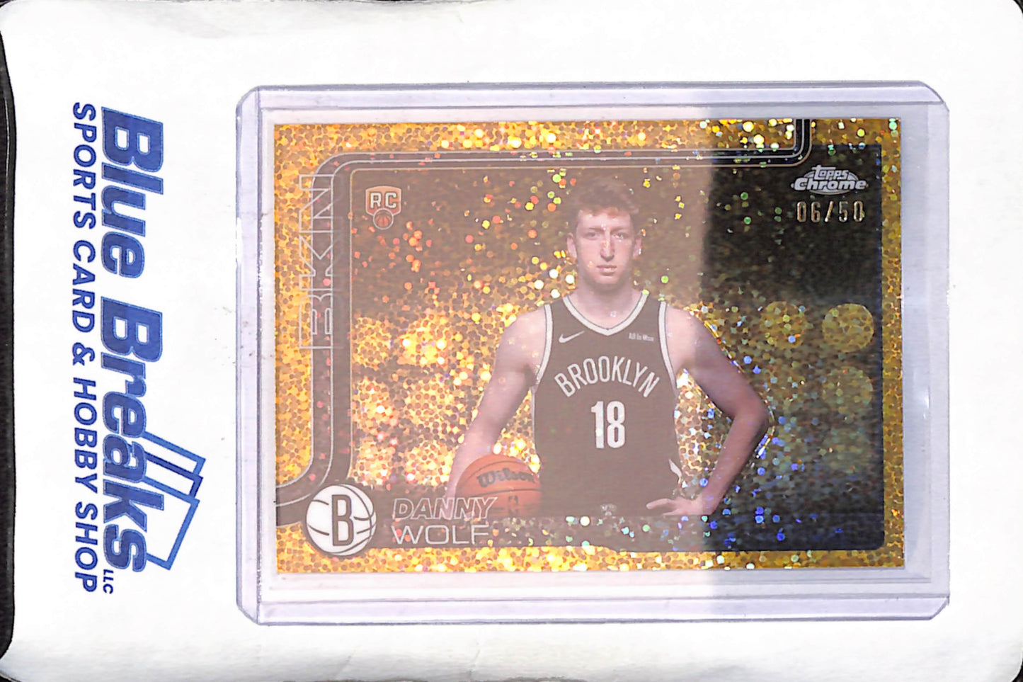 2025 Topps Chrome - Danny Wolf - Gold Speckle - Image Variation - RC - 6/50 - Brooklyn Nets - Basketball - #277