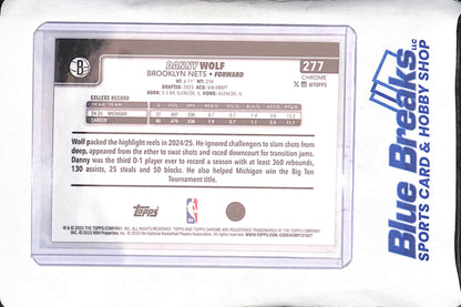 2025 Topps Chrome - Danny Wolf - Gold Speckle - Image Variation - RC - 6/50 - Brooklyn Nets - Basketball - #277