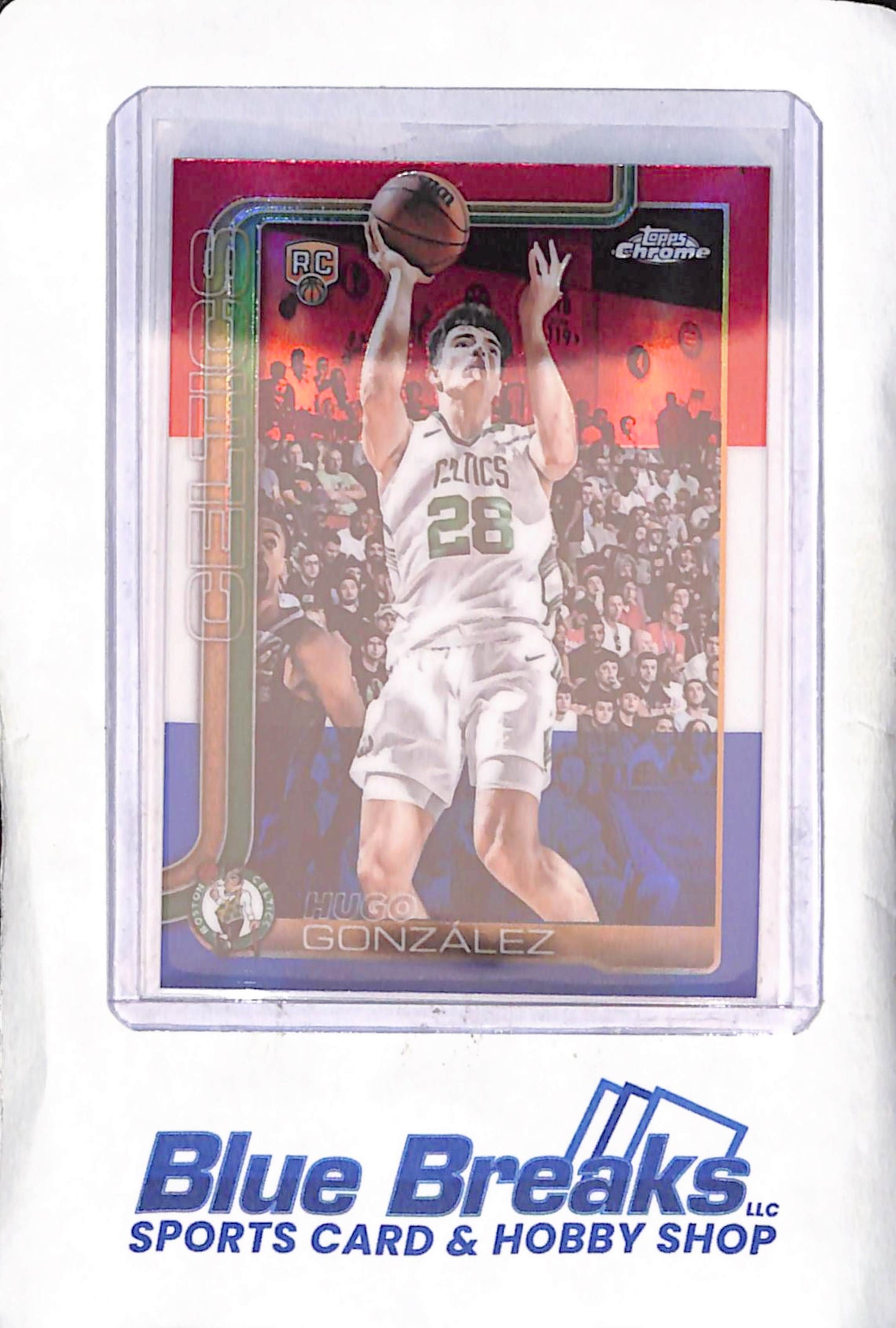 2025 Topps Chrome - Hugo Gonzalez - Red, White, Blue  Refractor - RC - Boston Celtics - Basketball - #278
