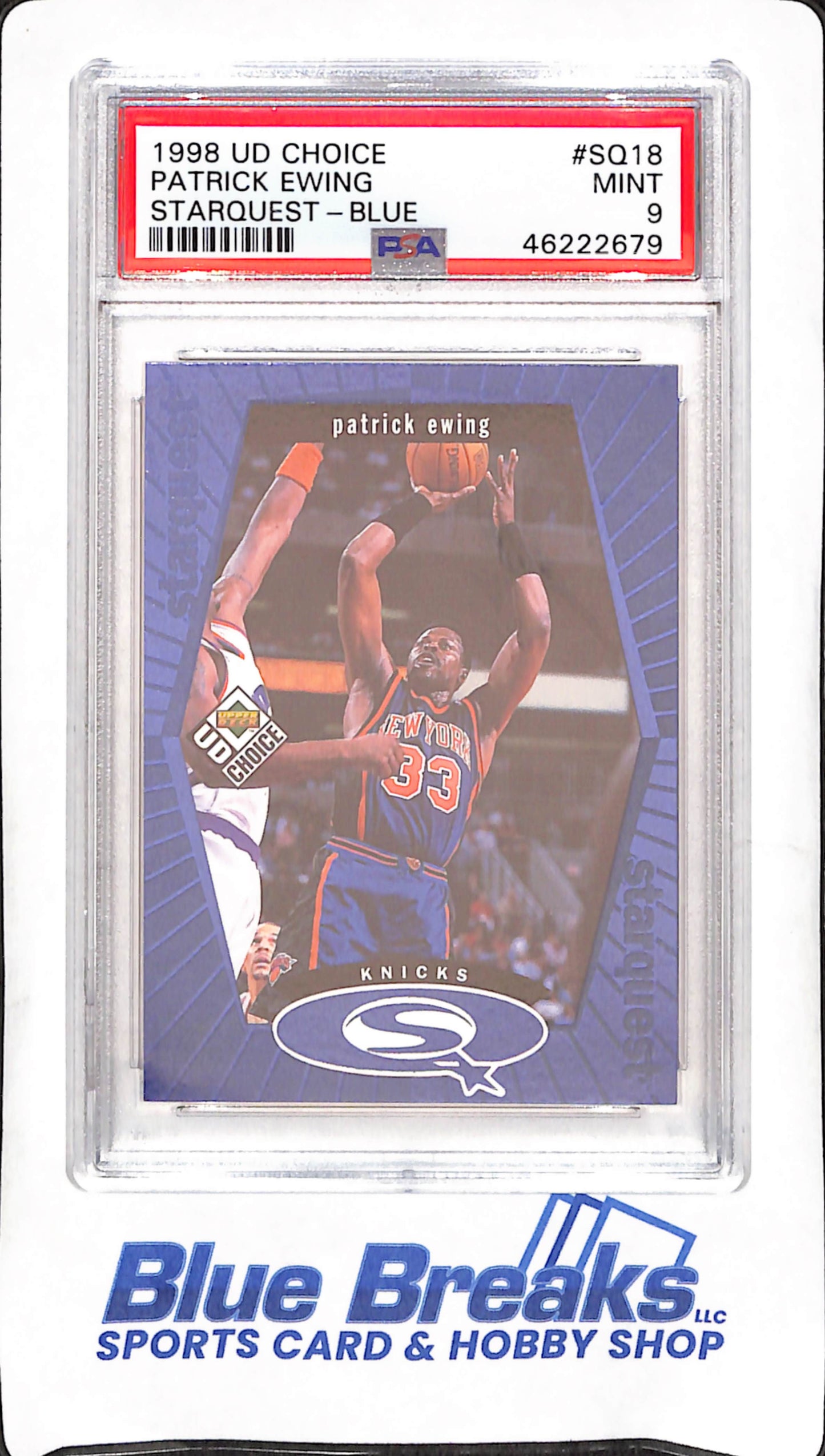1998 Upper Deck Choice - Patrick Ewing - Stardust - Blue - PSA 9 - New York Knicks - Basketball - #SQ18