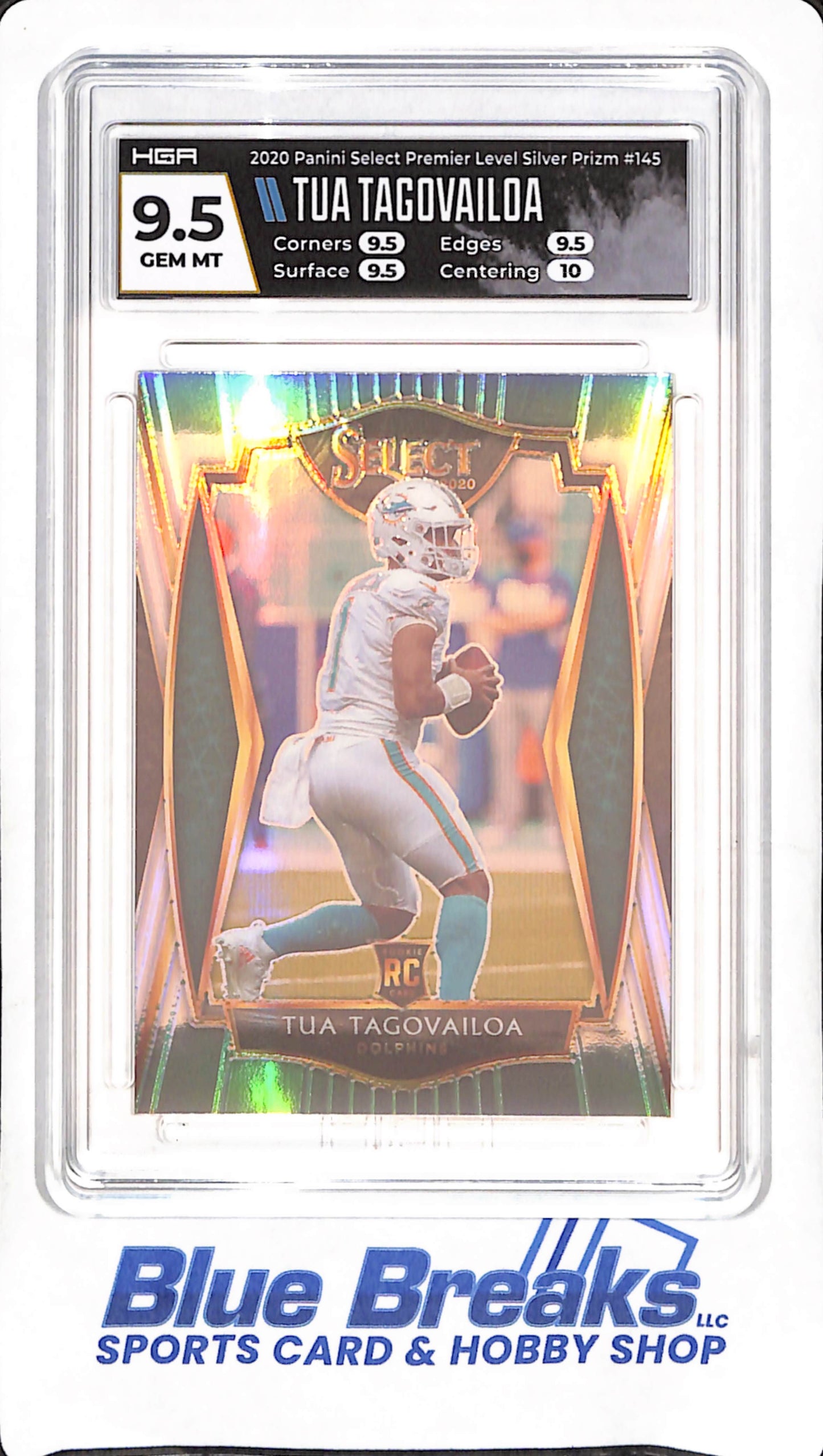 2020 Panini Select - Tua Tagovailoa - Silver Prizm - RC - Premier Level - HGA 10 - Miami Dolphins - Football - #145