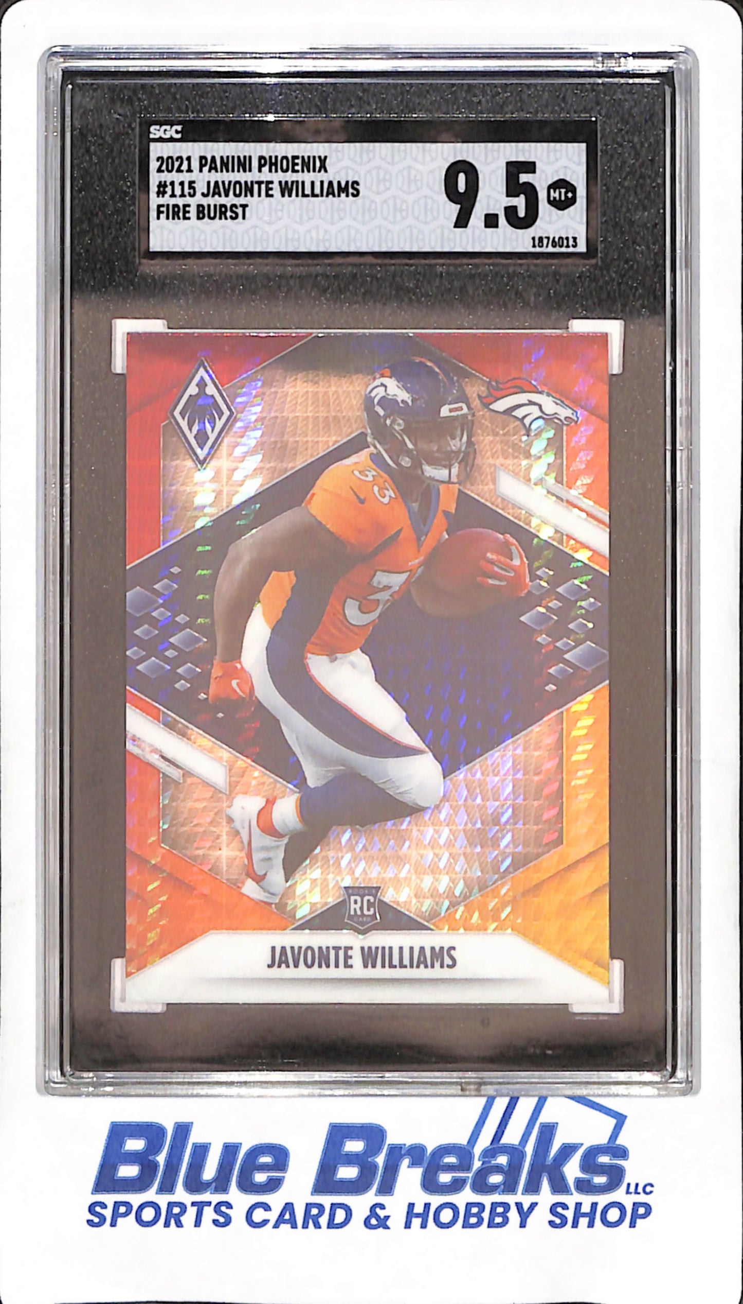 2021 Panini Phoenix - Javonte Williams - Fire Burst RC - SGC 9.5 - Denver Broncos - Football - #115