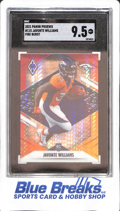 2021 Panini Phoenix - Javonte Williams - Fire Burst RC - SGC 9.5 - Denver Broncos - Football - #115