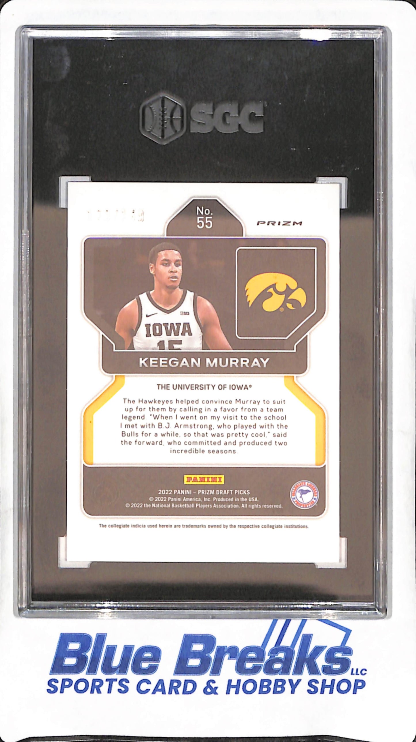 2022-23 Panini Prizm Draft Picks - Keegan Murray - Purple Ice Prizm - RC -123/149 - SGC 9.5 - The University of Iowa - Basketball - #55