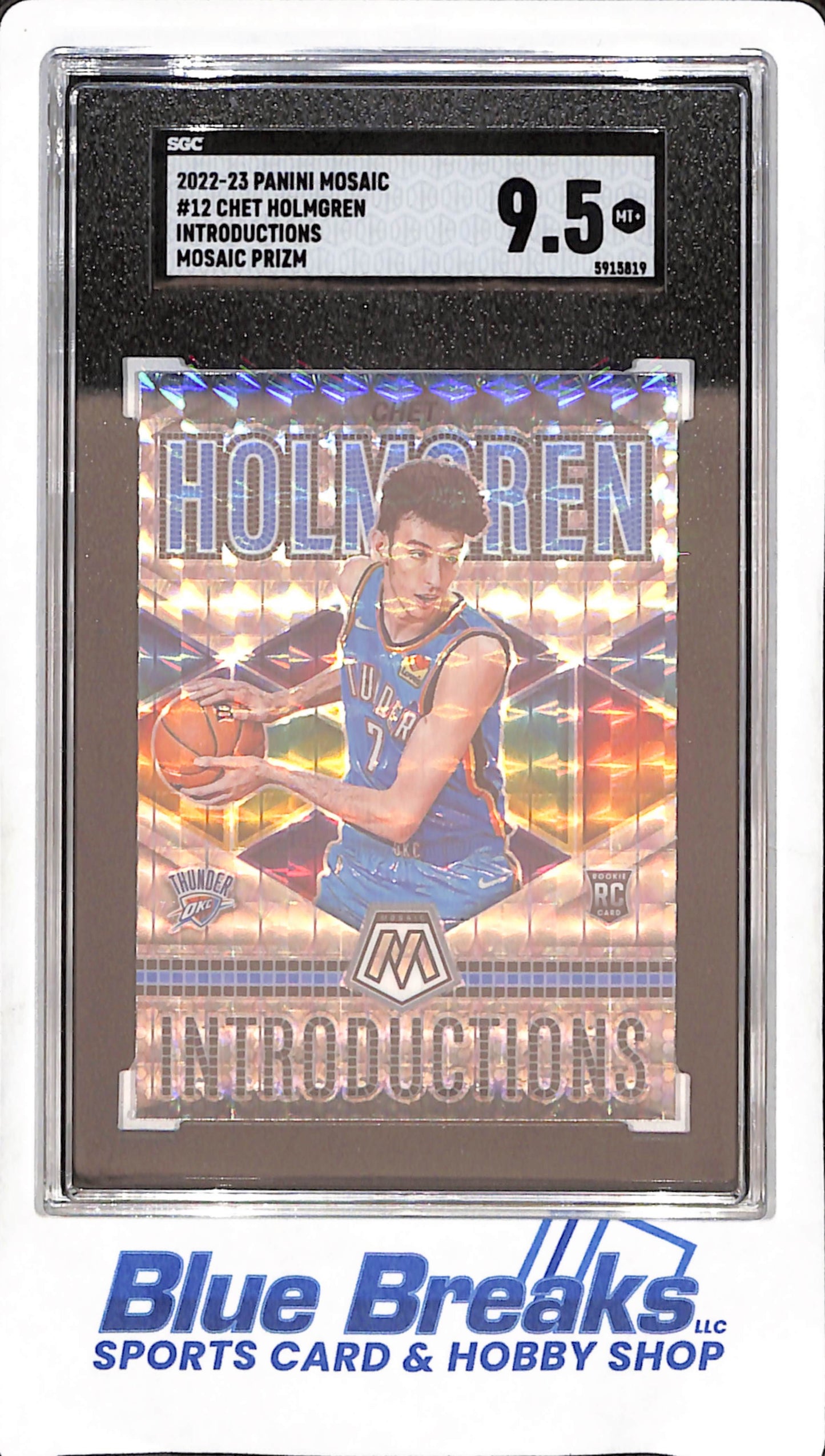 2022-23 Panini Mosaic - Chet Holmgren - Introductions - Mosaic Prizm - RC - SGC 9.5 - Oklahoma Thunder - Basketball - #12