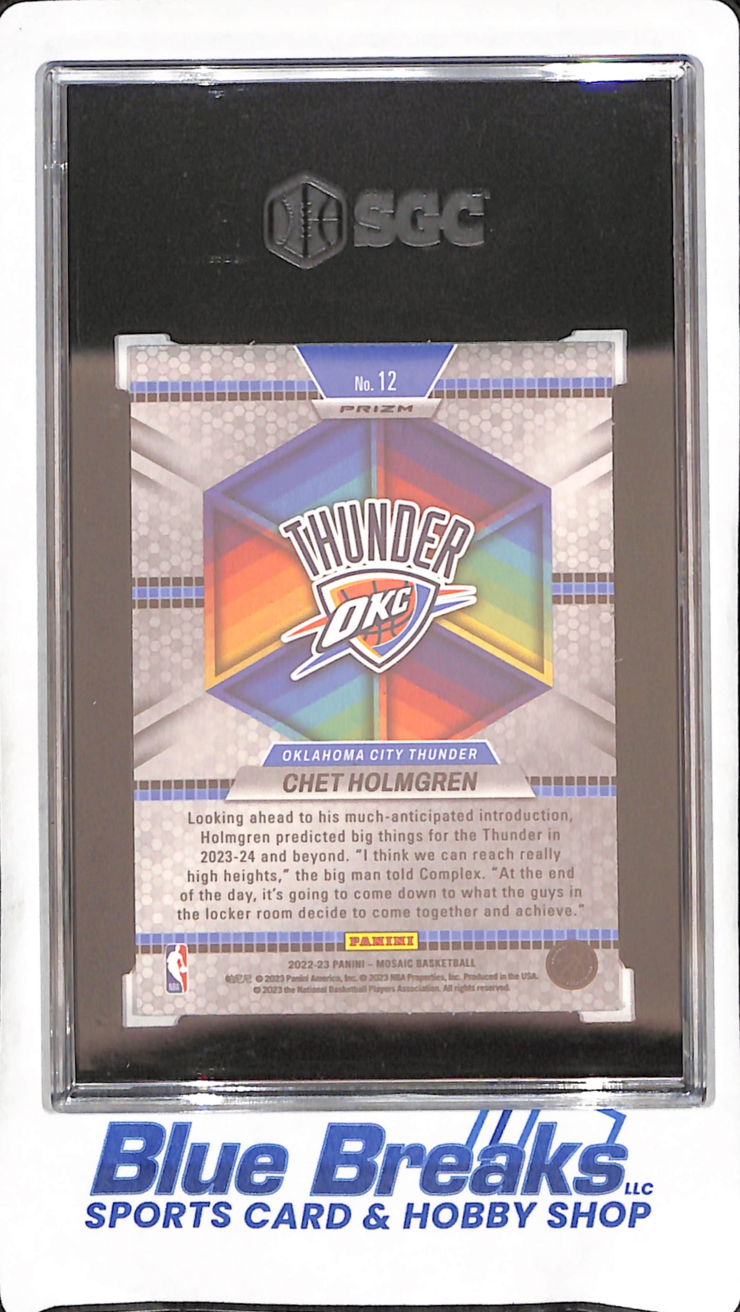 2022-23 Panini Mosaic - Chet Holmgren - Introductions - Mosaic Prizm - RC - SGC 9.5 - Oklahoma Thunder - Basketball - #12