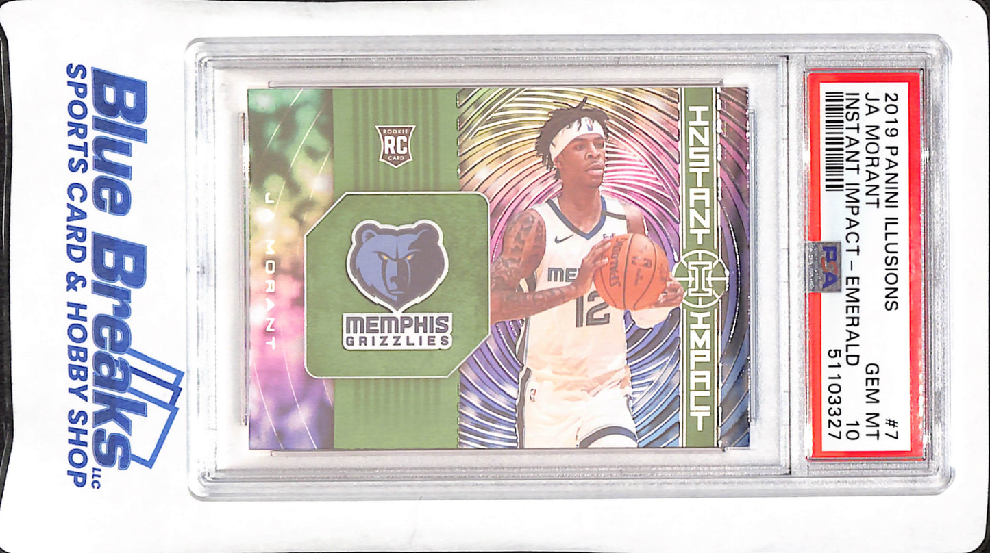 2019 Panini Illusions - Ja Morant - Instant Impact - Emerald - RC - PSA 10 - Memphis Grizzlies - Basketball - #7